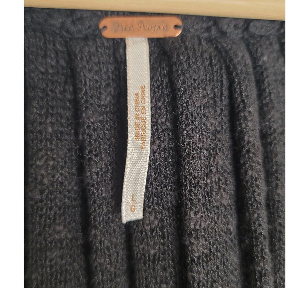 Free People Frontier Cape Black Slip on Coat Sweaters Cover Warm High Low Uneven - Picture 9 of 10